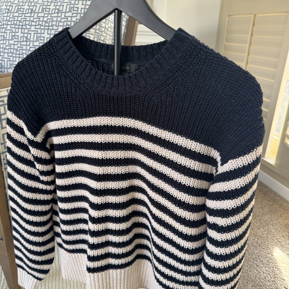 JCrew Navy/Cream Striped Cotton Sweater
